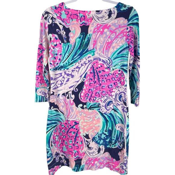 Lilly Pulitzer Womens XS seashell waves blue & pink Sophie UPF 50+ Dress - Picture 3 of 8